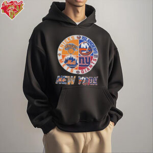 New York Knicks x New York Mets x New York Giants x New York Islanders Circle Logo Shirt