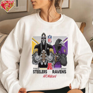 Pittsburgh Steelers VS Baltimore Ravens AFC Wildcard On Jan 12th 2025 NFL 2024 2025 Artwork By Eric Poole Essentials  T Shirt