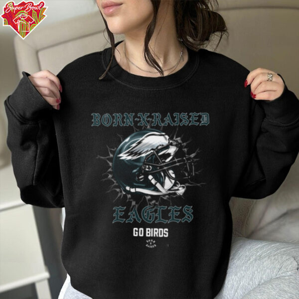 Born X Raised  Philadelphia Eagles Helmet  T Shirt