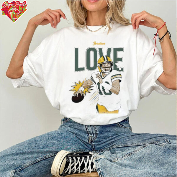 Jordan Love Green Bay Packers player comic shirt