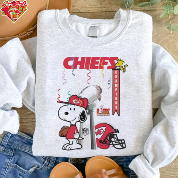 Kansas City Chiefs X Snoopy 2025 NFL Super Bowl LIX Champions Shirt