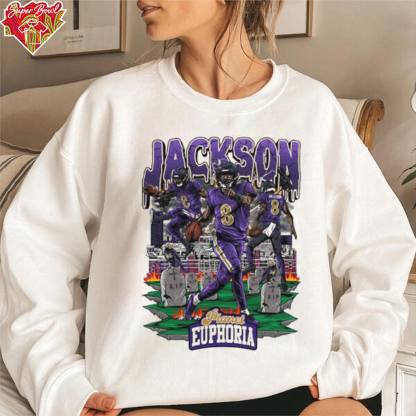 Lamar Jackson #8 Baltimore Ravens Football flames comic shirt