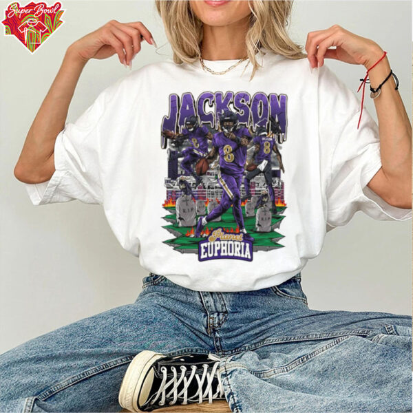 Lamar Jackson #8 Baltimore Ravens Football flames comic shirt