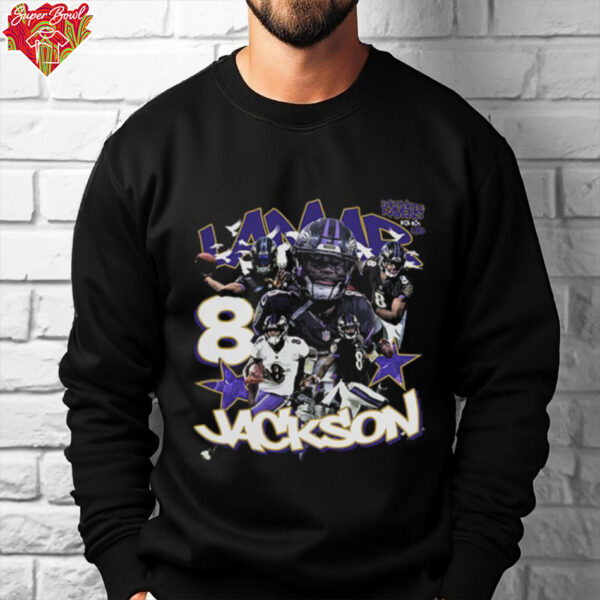 Lamar Jackson #8 MVP Tribute Era 8 Baltimore Ravens Action Graphic Football Shirt