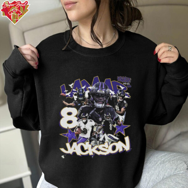 Lamar Jackson #8 MVP Tribute Era 8 Baltimore Ravens Action Graphic Football Shirt