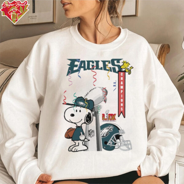 Philadelphia Eagles X Snoopy 2025 NFL Super Bowl LIX Champions Shirt