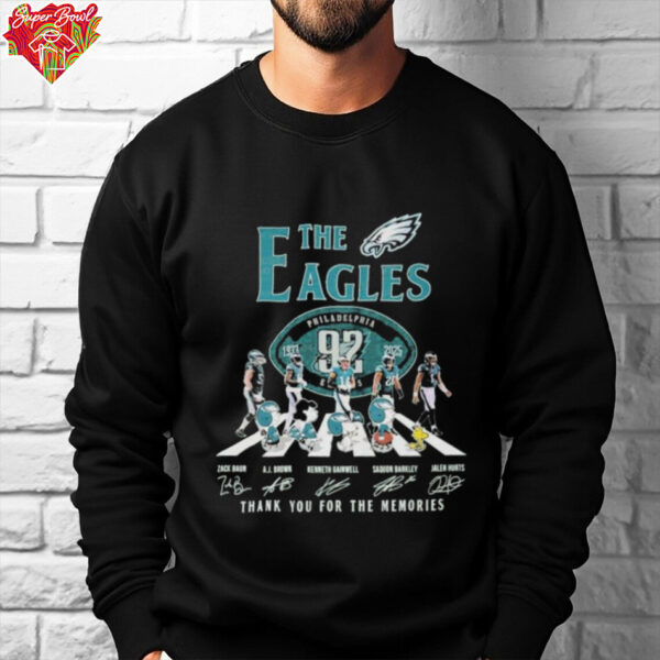 Snoopy And The Peanuts The Philadelphia Eagles NFL 82nd 1933 2025 Thank You For The Memories T shirts