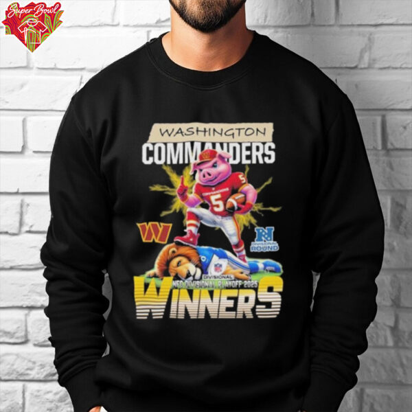 Washington Commanders Beat Detroit Lions NFL NFC Divisional Playoff 2025 Winners Mascot T Shirt