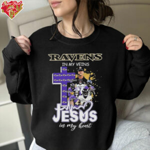 Official Baltimore Ravens In My Veins Jesus In My Heart Coach And Players Cross Signatures T shirts