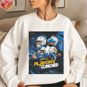 Official Los Angeles Chargers Win New England Patriots 2024 Playoffs Clinched See The Lighting Feel The Thunder Poster t shirt