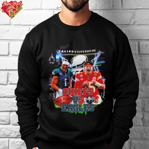 2025 Super Bowl Chiefs vs Eagles Hurts vs Mahomes shirt