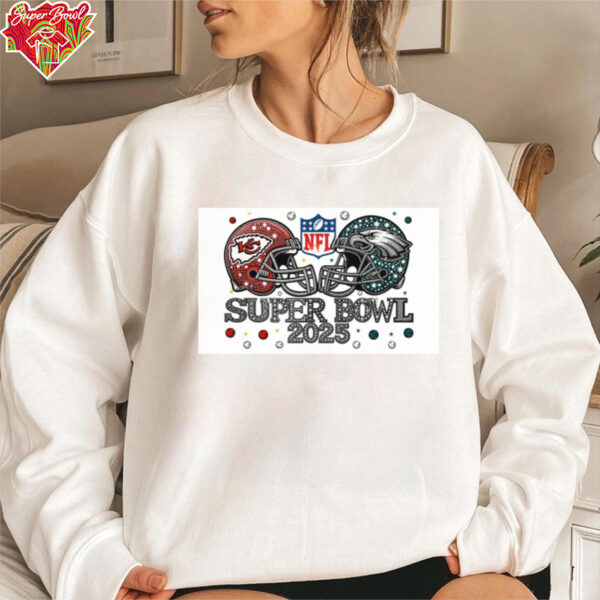 2025 Super Bowl Rhinestone Super Bowl Kansas City Chiefs VS Philadel Phia Eagles 2025 Champs Shirt