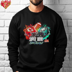 Kansas City Chiefs vs Philadelphia Eagles helmet Super Bowl 2025 shirt