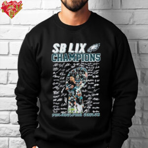 Philadelphia Eagles SB LIX Champions Team Signature Roster Shirt