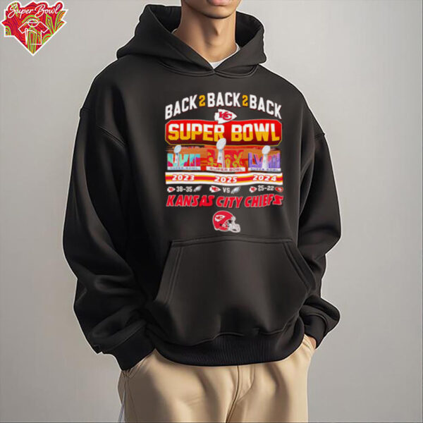 Back 2 back 2 back Super Bowl 2025 Kansas City Chiefs shirt