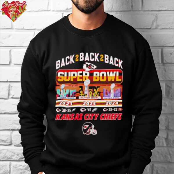 Chiefs Back 2 Back 2 Back Super Bowl LIX shirt Recovered