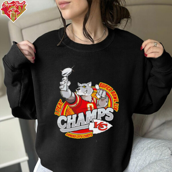 Chiefs vs. Eagles Super Bowl LIX 3 peat mascot glory shirt Recovered