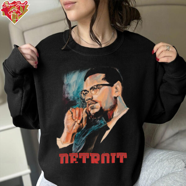 Detroit Pistons Malcolm X Painted Portrait T Shirt