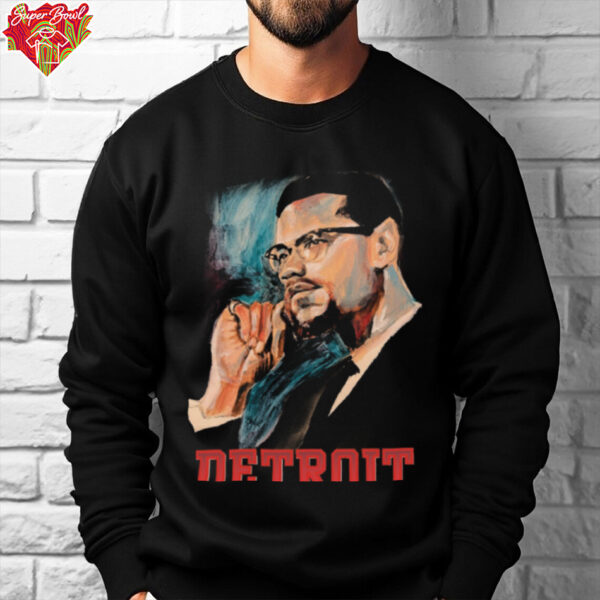 Detroit Pistons Malcolm X Painted Portrait T Shirt