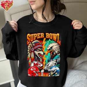 Chiefs vs Eagles mascots Super Bowl 2025 LIX shirt