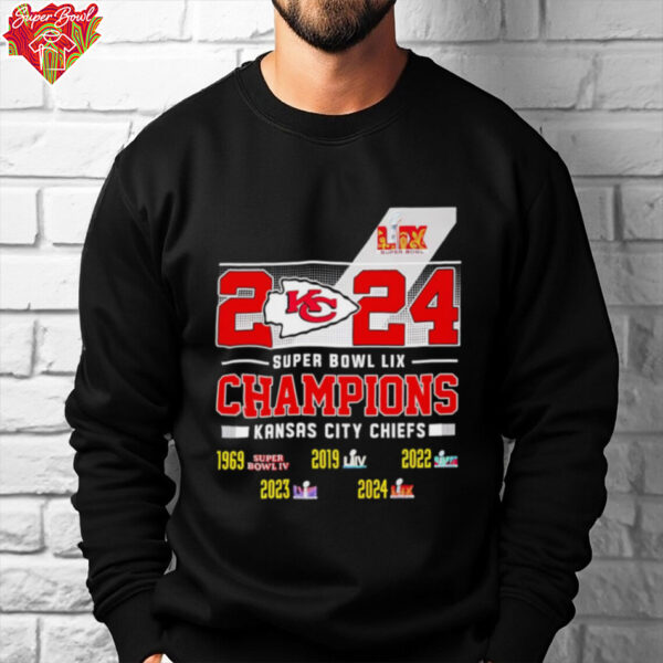 Kansas City Chiefs 2024 Super Bowl LIX Champions 5time shirt