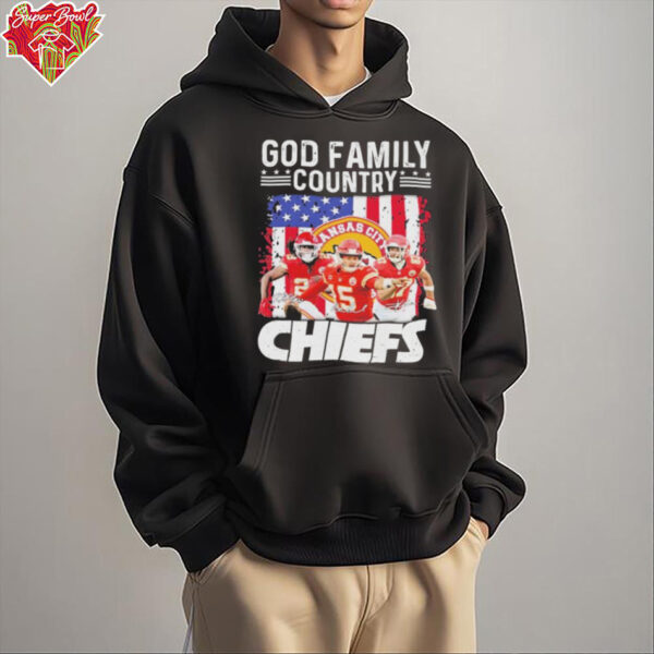 Kansas City Chiefs God Family Country American Flag Signatures T shirts