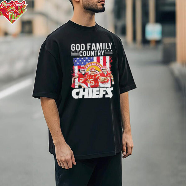 Kansas City Chiefs God Family Country American Flag Signatures T shirts