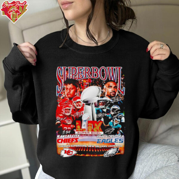 Kansas City Chiefs vs Philadelphia Eagles 2025 Super Bowl trophy shirt