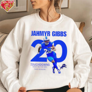 Detroit Lions Jahmyr Gibbs no.20 touchdowns most in the NFL this season shirt