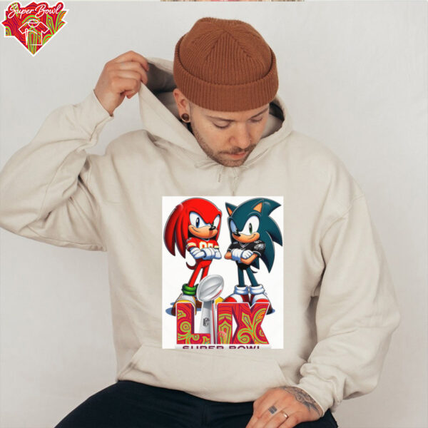 Knuckles KC Chiefs VS Sonic Eagles Super Bowl LIX 2025 Sonic Cartoon Shirt