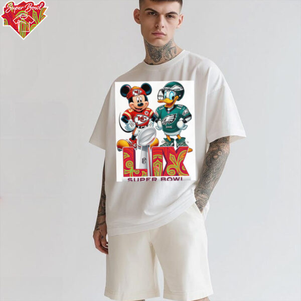 Mickey KC Chiefs VS Donald Eagles Super Bowl LIX 2025 Disney Cartoon Shirt