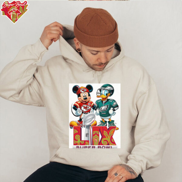 Mickey KC Chiefs VS Donald Eagles Super Bowl LIX 2025 Disney Cartoon Shirt