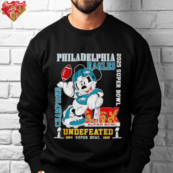 Mickey Mouse Philadelphia Eagles 2025 Super Bowl champions undefeated shirt