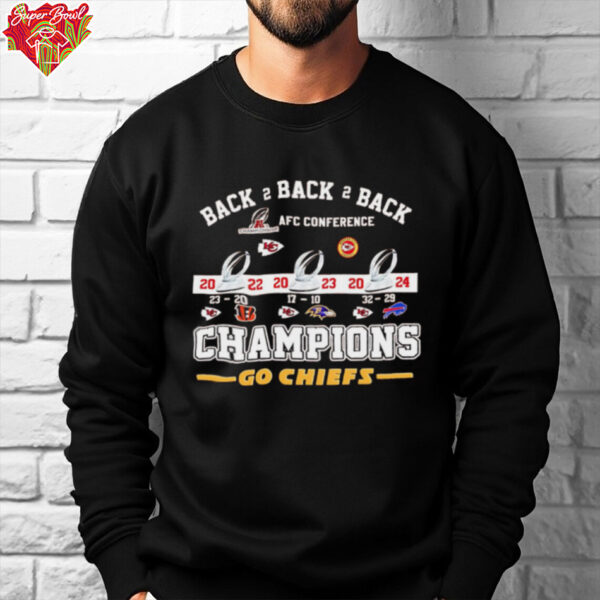 Official Back 2 Back 2 Back AFC Conference Champions Go Chiefs Kansas City Chiefs Shirt