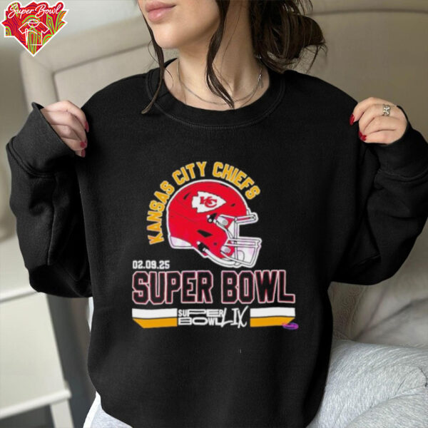 Official Kansas city Chiefs super bowl lix football helmet 2025 shirt