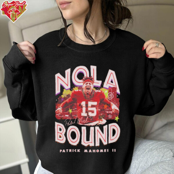 Patrick Mahomes Kansas City Chiefs NOLA Bound 2025 Signature T Shirt