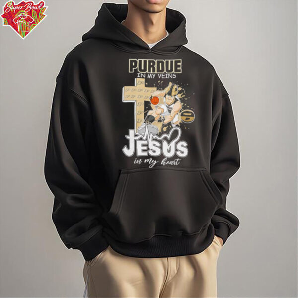 Purdue in my veins Jesus in my heart mascot shirt