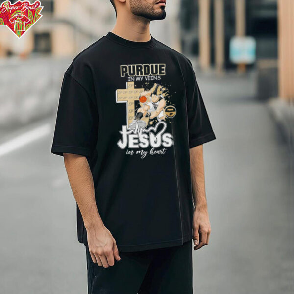 Purdue in my veins Jesus in my heart mascot shirt