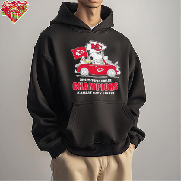 Skyline Snoopy and Woodstock 2024 25 Super Bowl LIX Champions Kansas City Chiefs shirt