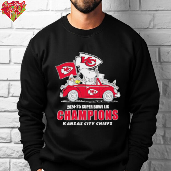 Skyline Snoopy and Woodstock 2024 25 Super Bowl LIX Champions Kansas City Chiefs shirt