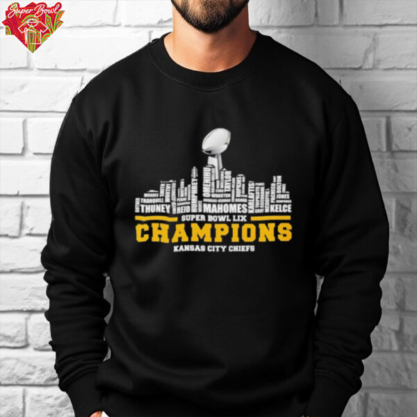 Skyline Super Bowl LIX Trophy Champions Kansas City Chiefs All Name Players shirt