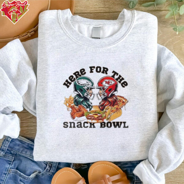 Super Bowl 2025 Kansas City Vs Philadelphia Eagles Here For The Snacks Bow Shirt