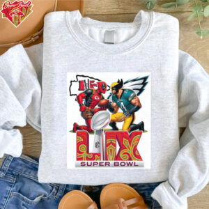 Deadpool KC Chiefs VS Wolverine Eagles Superhero Football Super Bowl LIX 2025 NFL Champs Shirt