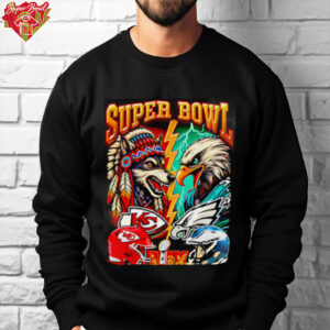 Chiefs vs Eagles mascots Super Bowl 2025 LIX shirt