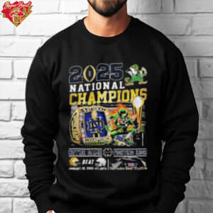 Official Notre Dame Irish Fighting Beat Ohio State Buckeyes 2025 College Football Playoff National Champions Ring Helmets T Shirt