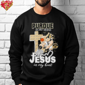 Purdue in my veins Jesus in my heart mascot shirt