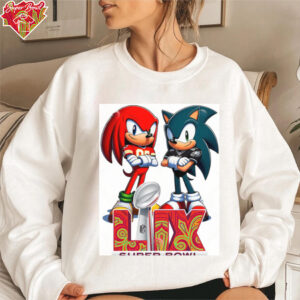 Knuckles KC Chiefs VS Sonic Eagles Super Bowl LIX 2025 Sonic Cartoon Shirt