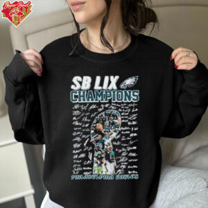 Philadelphia Eagles SB LIX Champions Team Signature Roster Shirt