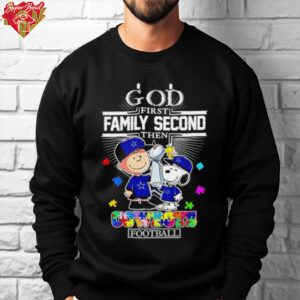 Snoopy and Charlie Brown god first family second then Dallas Cowboys football shirt