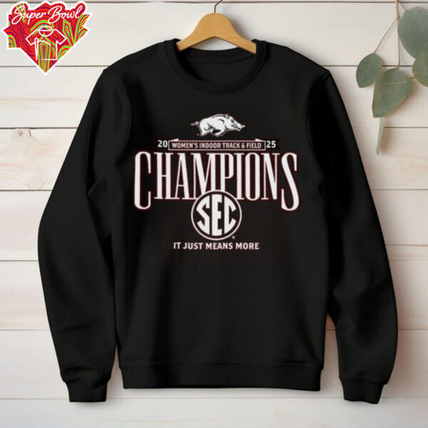 Arkansas Razorbacks 2025 SEC Women’s Indoor Track & Field Champions Locker Room T Shirt